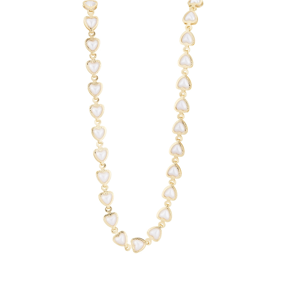 August Woods Gold and White Heart Statement Necklace