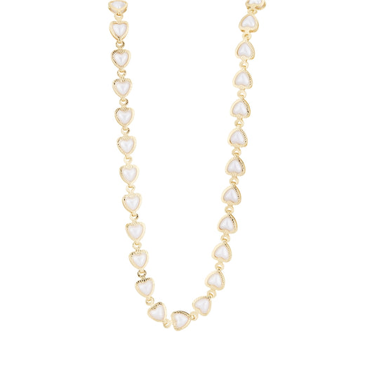 August Woods Gold and White Heart Statement Necklace