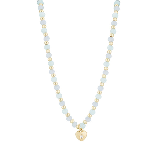 August Woods Gold Blue Bead Heart Necklace
