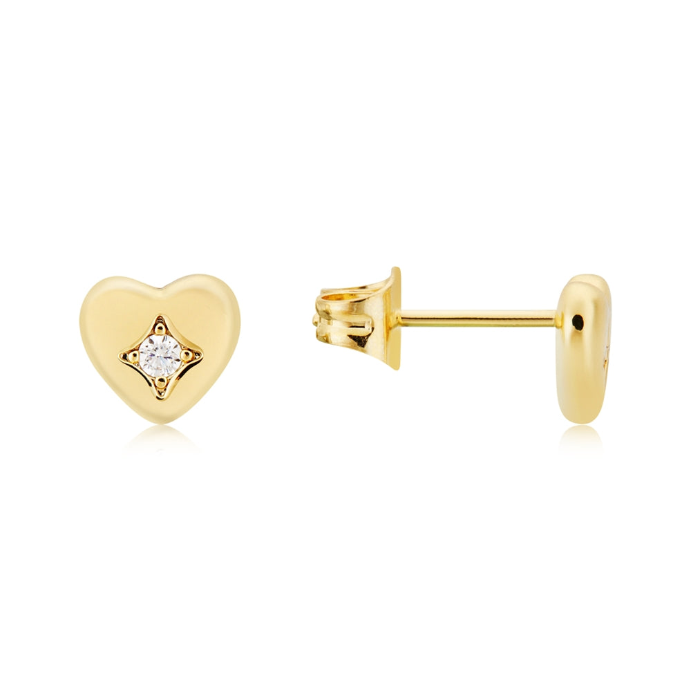 August Woods Gold Crystal Puffed Heart Studs 
