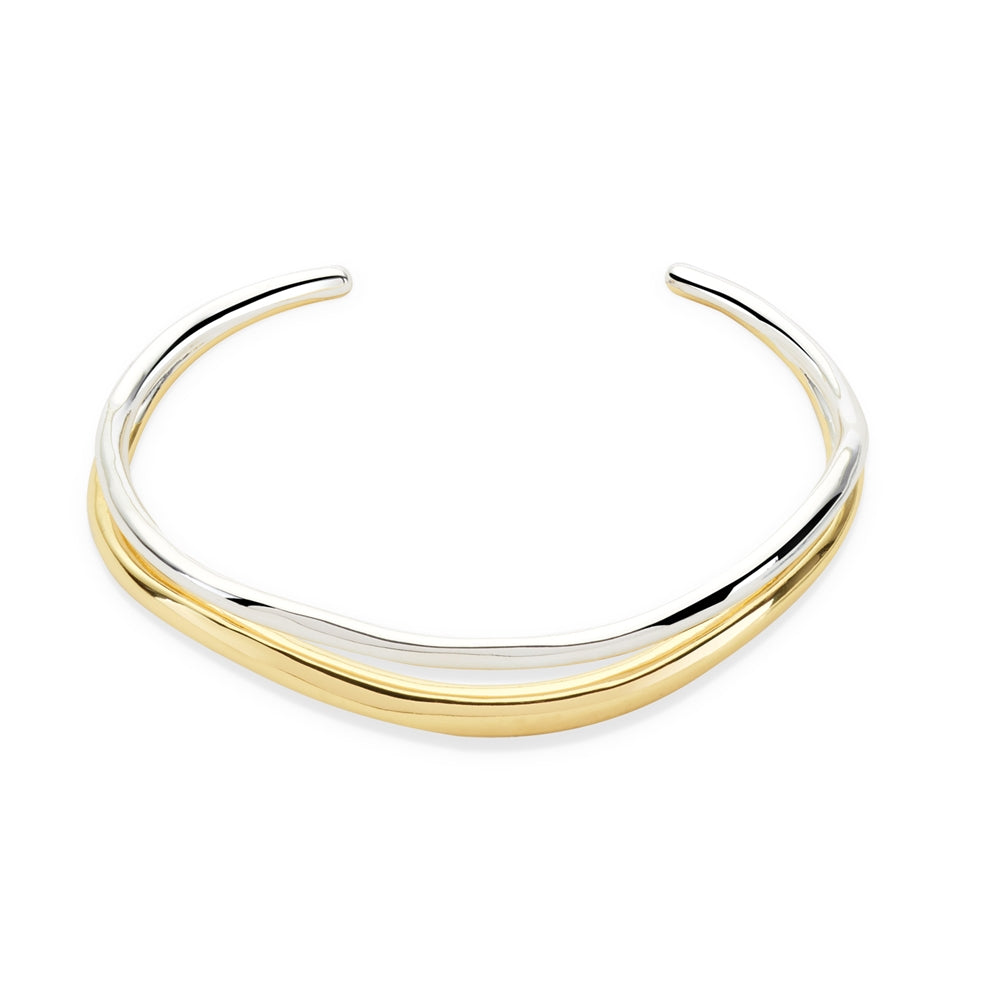 Over & Over Gold Mix Metal Wave Bangle 