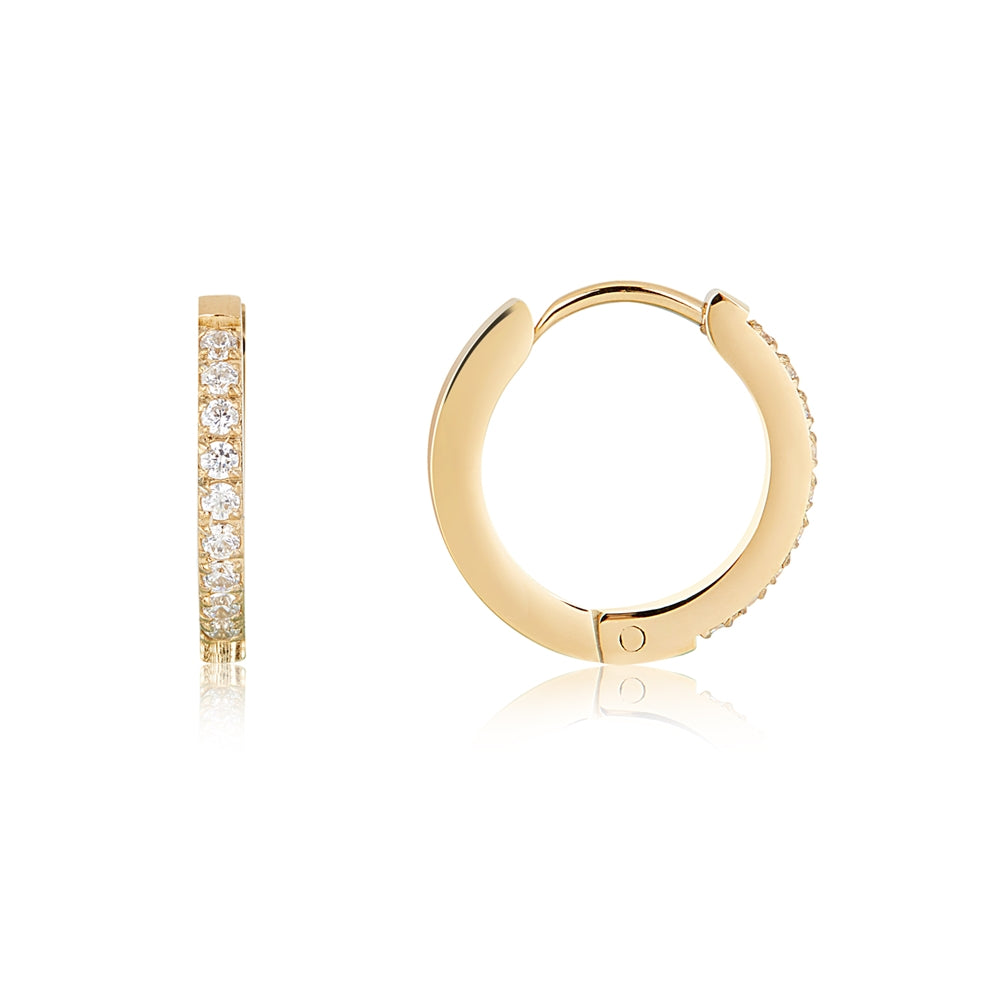 Over & Over Gold Stainless Steel Simple Crystal Hoop Earrings