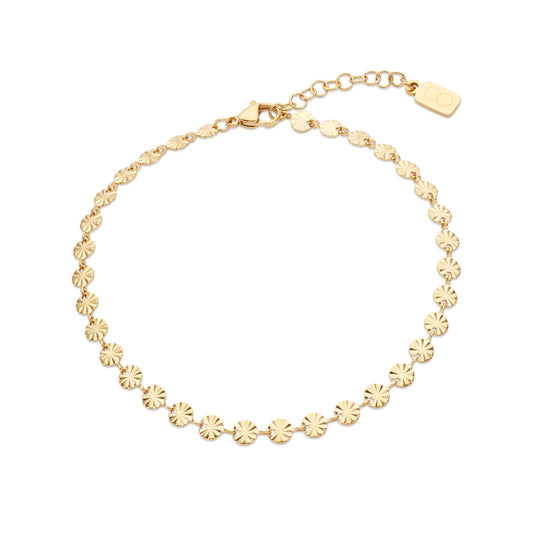 Over & Over Gold Stainless Steel Sunburst Anklet