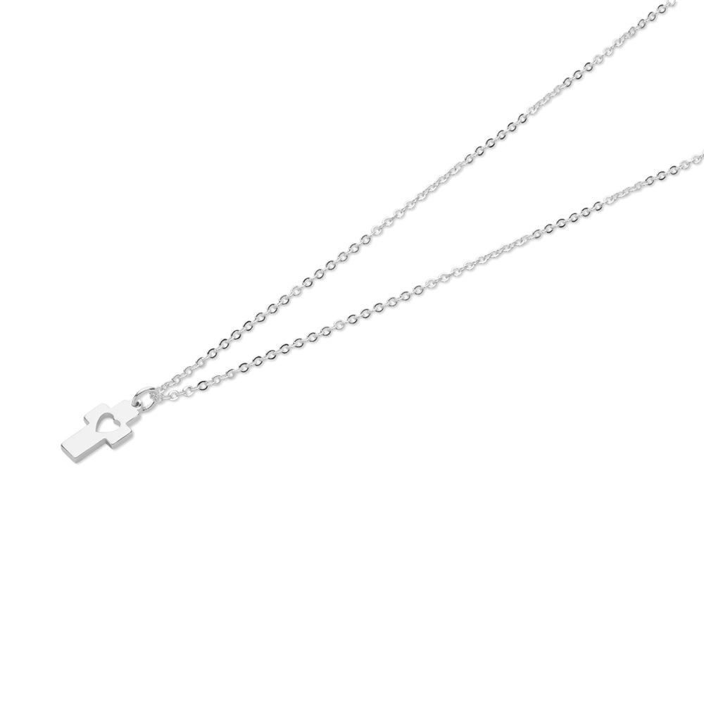 August Woods Silver Cross Heart Pendant Necklace
