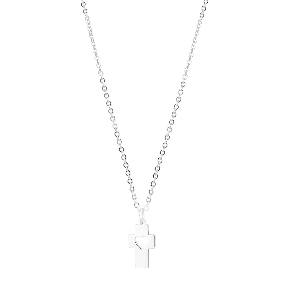August Woods Silver Cross Heart Pendant Necklace