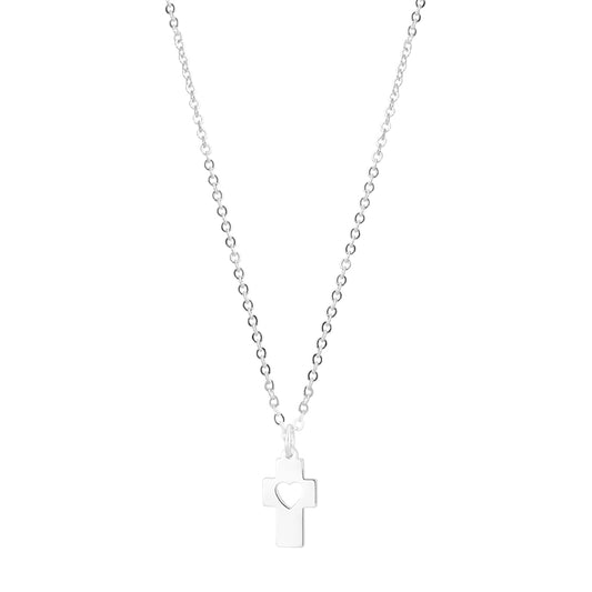 August Woods Silver Cross Heart Pendant Necklace