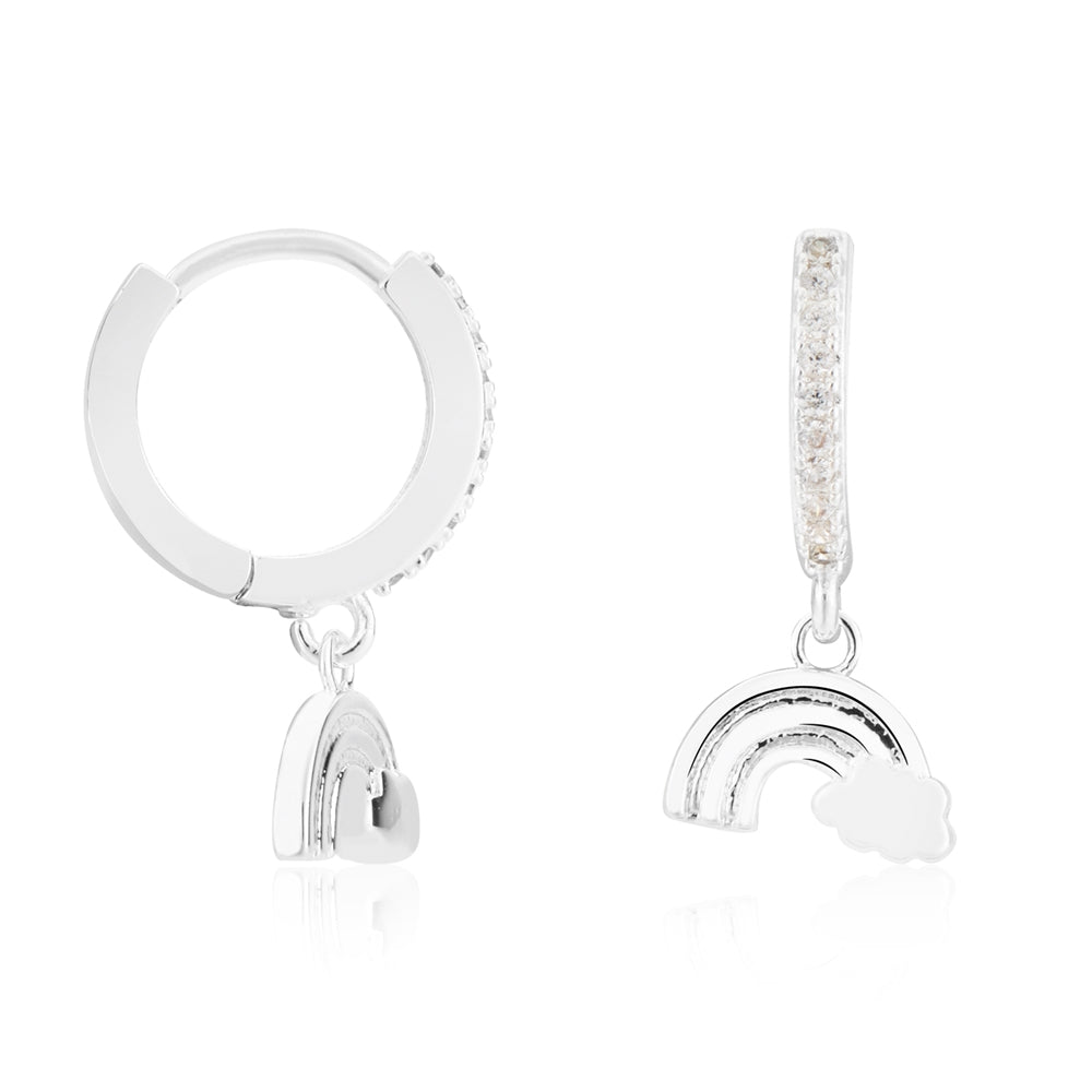 August Woods Silver Crystal Rainbow Hoop Earrings
