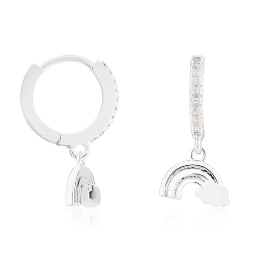 August Woods Silver Crystal Rainbow Hoop Earrings