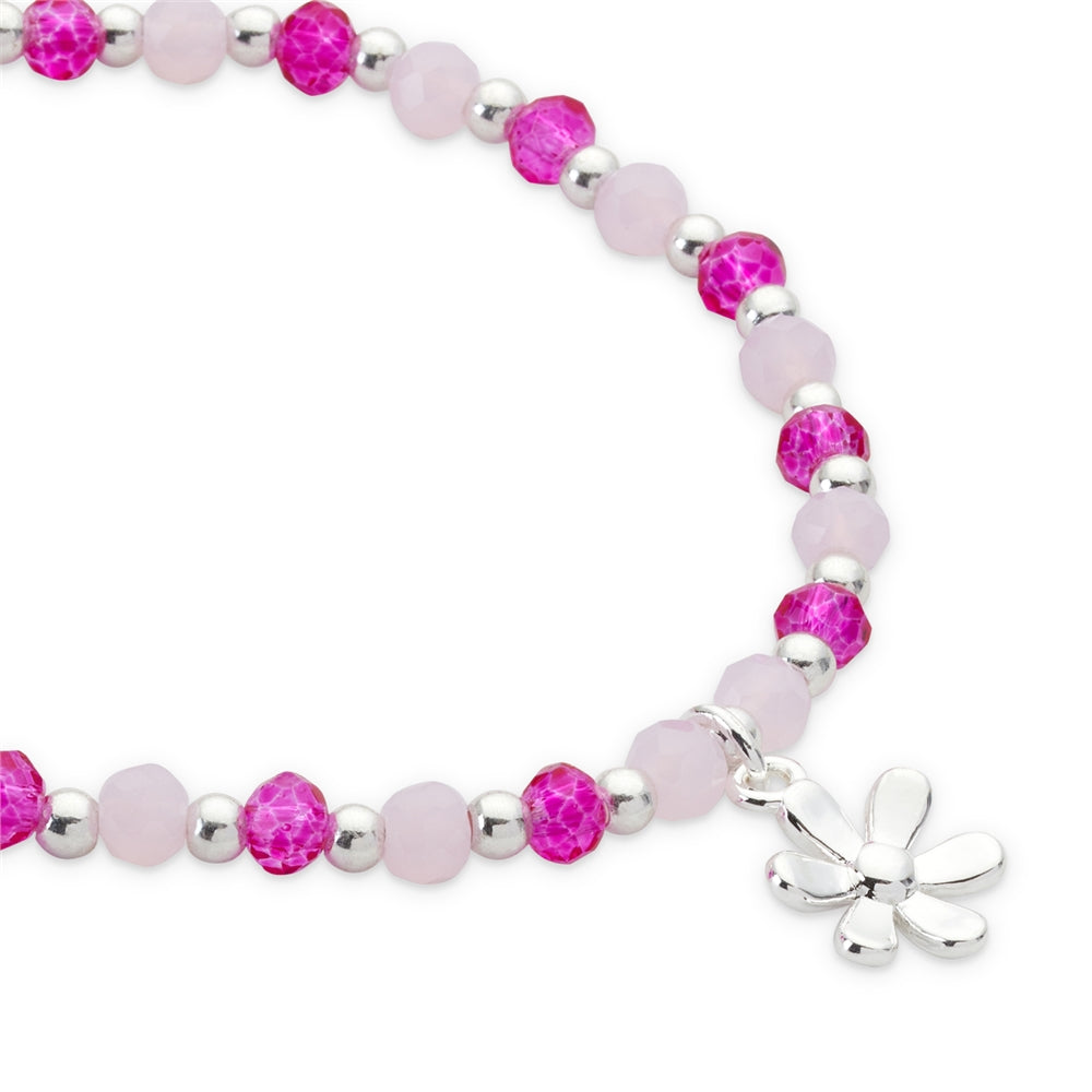 August Woods Silver Rose Bead Flower Bracelet