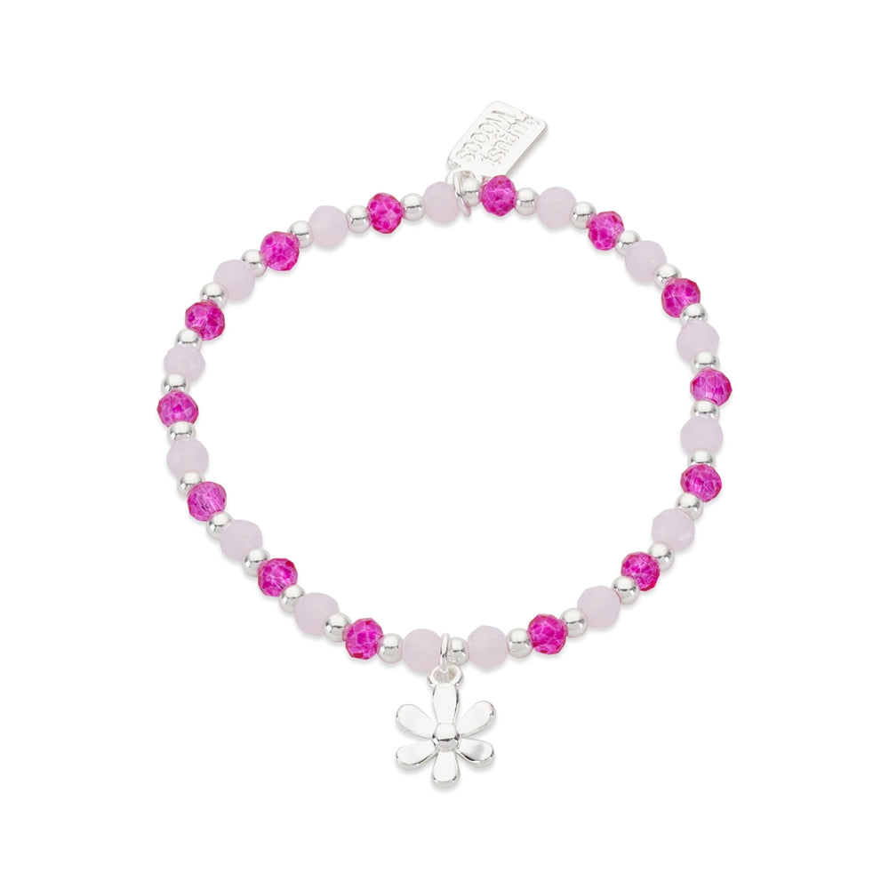 August Woods Silver Rose Bead Flower Bracelet