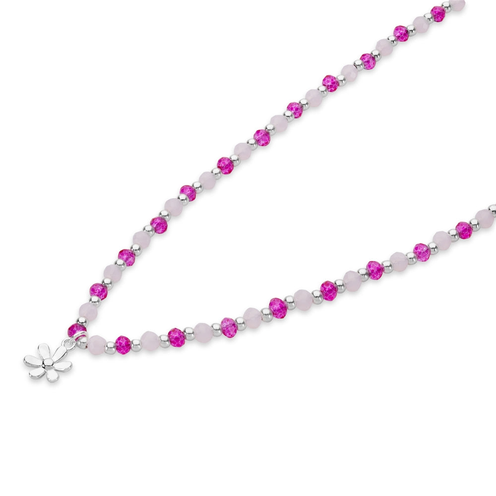 August Woods Silver Rose Bead Flower Necklace