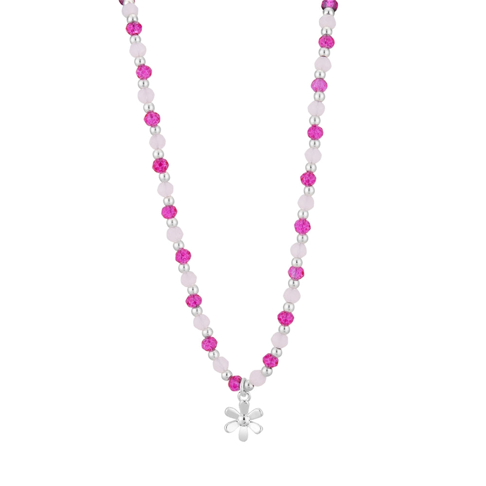 August Woods Silver Rose Bead Flower Necklace