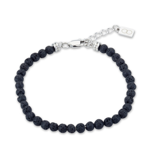 Over & Over Silver Stainless Steel Black Beaded Bracelet