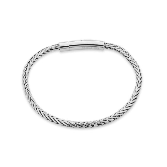 Over & Over Silver Stainless Steel Foxtail Chain Mens Bracelet