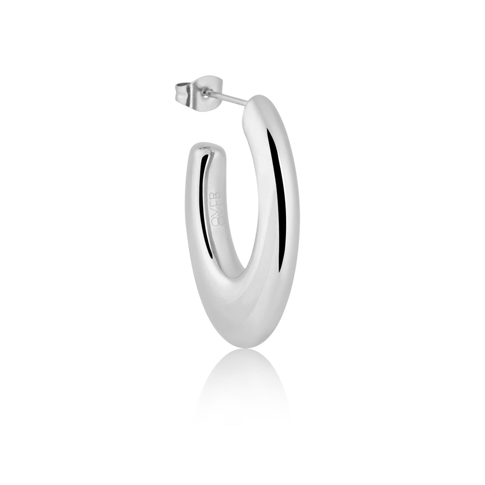 Over & Over Silver Stainless Steel Oval Chunky Earrings