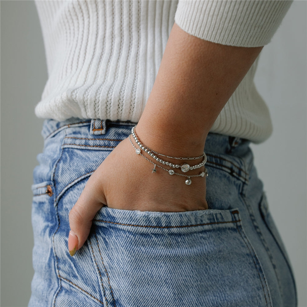 Seek + Find Calm Silver Beaded Bracelet