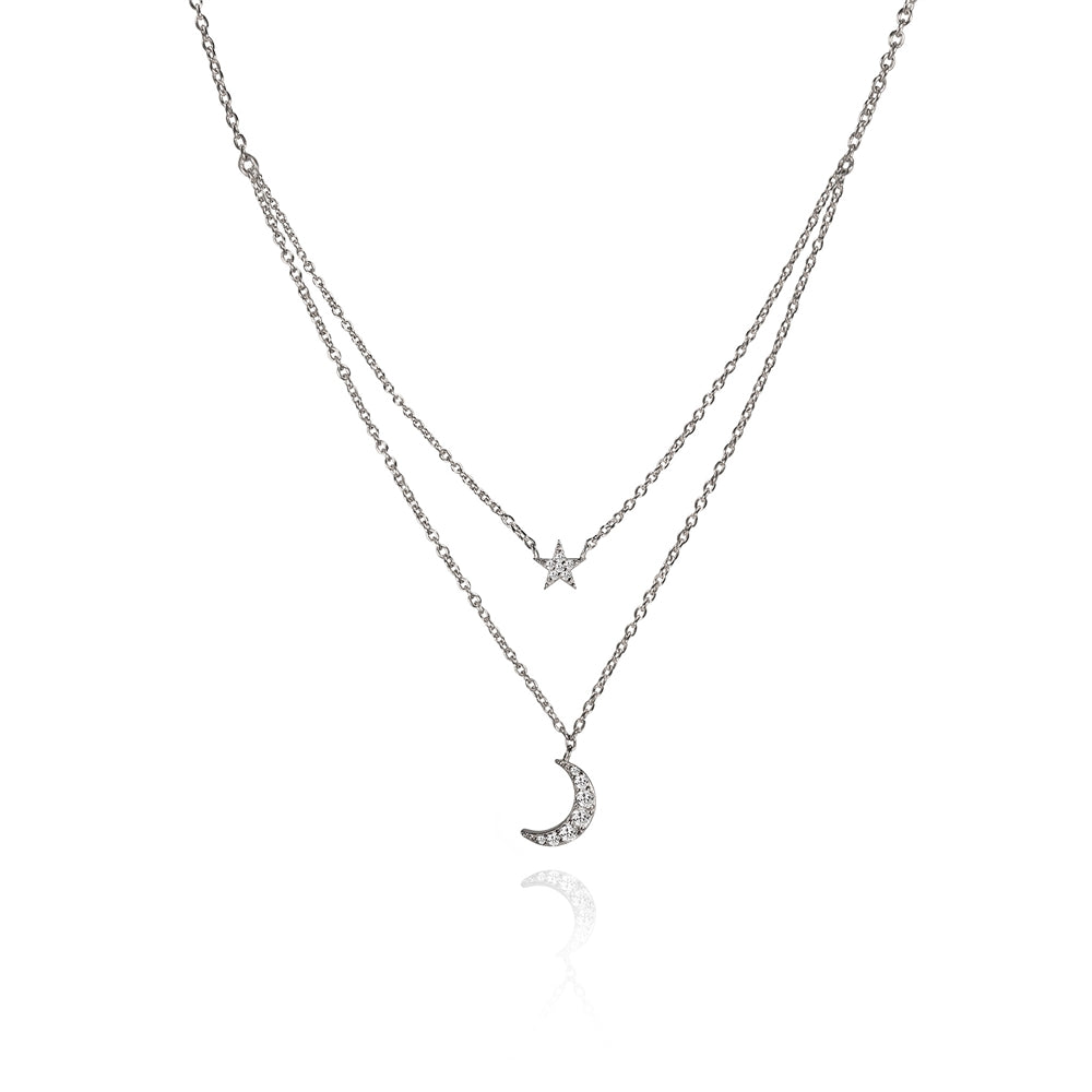 Seek + Find Shine Interstellar Silver Layered Necklace
