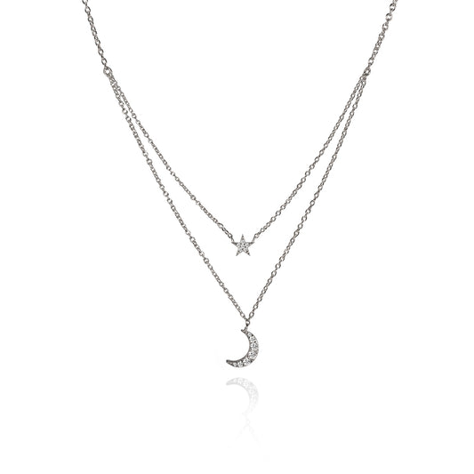 Seek + Find Shine Interstellar Silver Layered Necklace