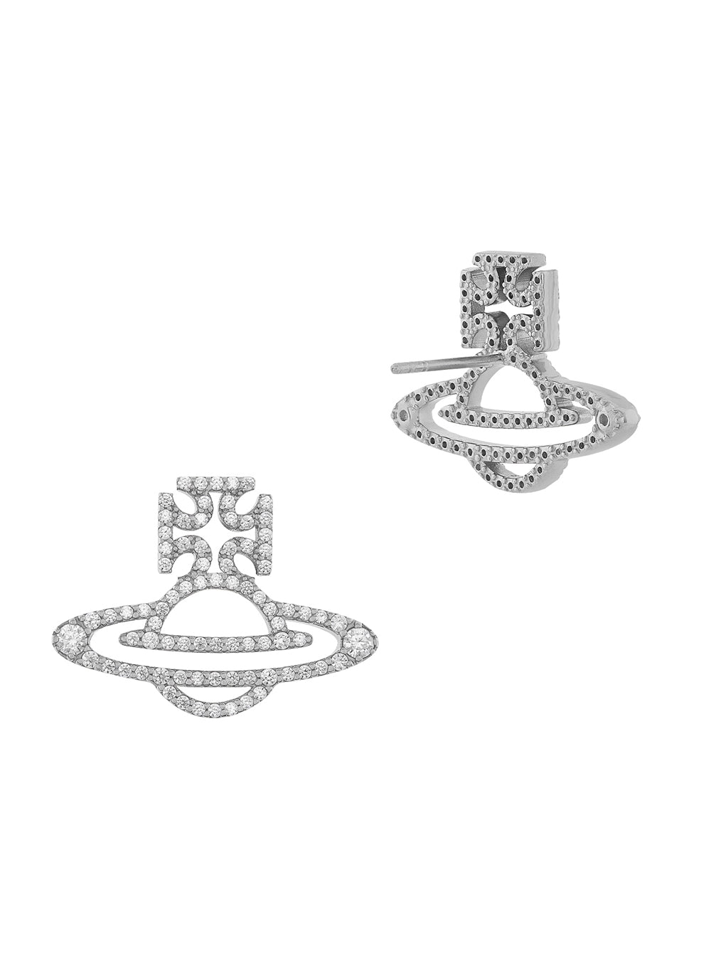 Vivienne Westwood Sterling Silver Trudy Cut Out Orb Crystal Studs