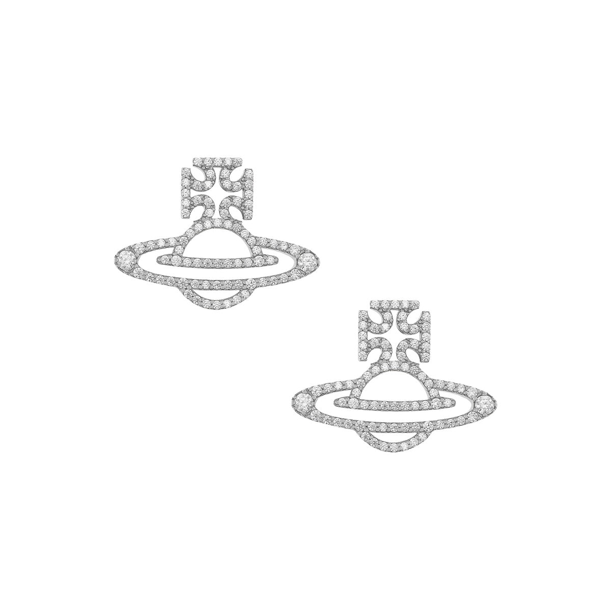 Vivienne Westwood Sterling Silver Trudy Cut Out Orb Crystal Studs