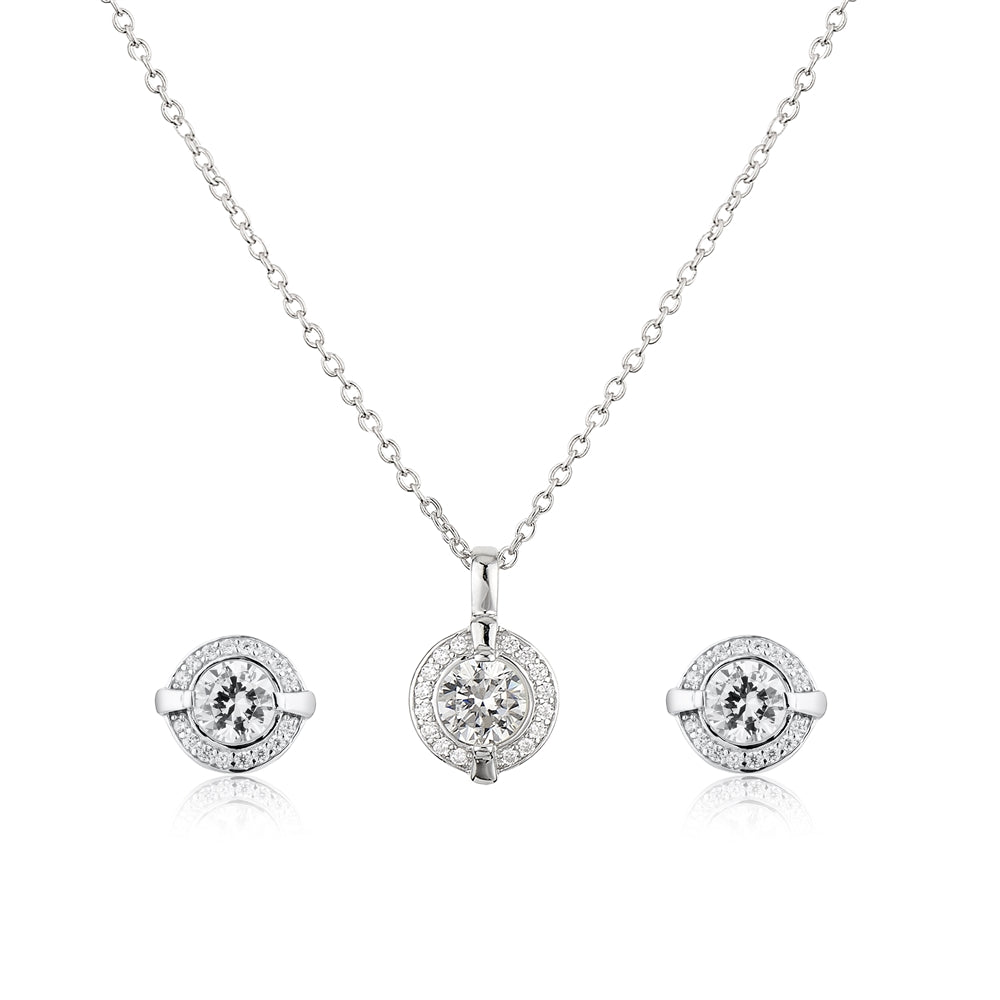 Crystal Contemporary Halo Set