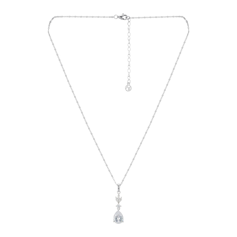 Argento Silver Crystal Bridal Drop Necklace