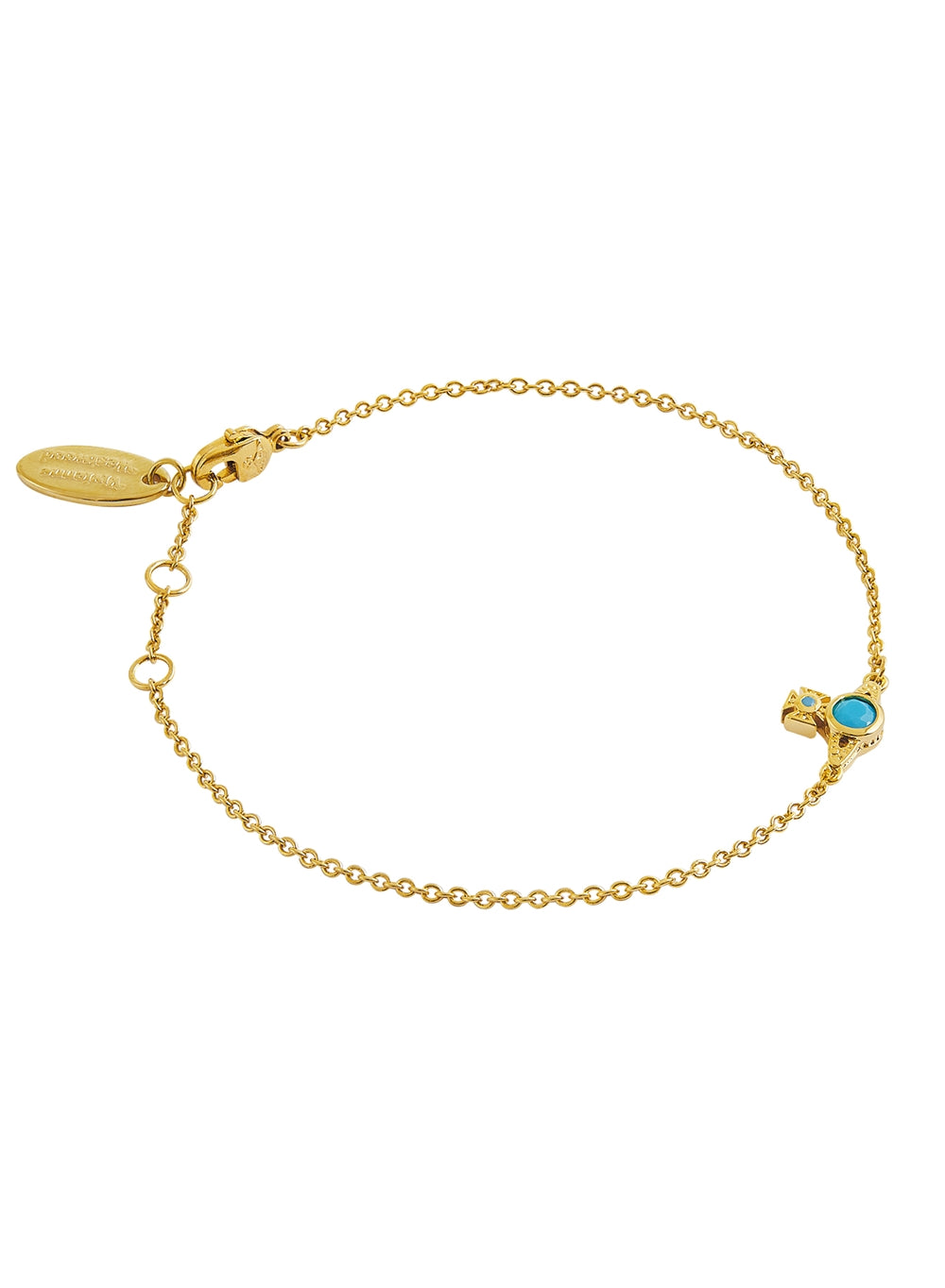 Vivienne Westwood Gold Turquoise Crystal London Orb Bracelet