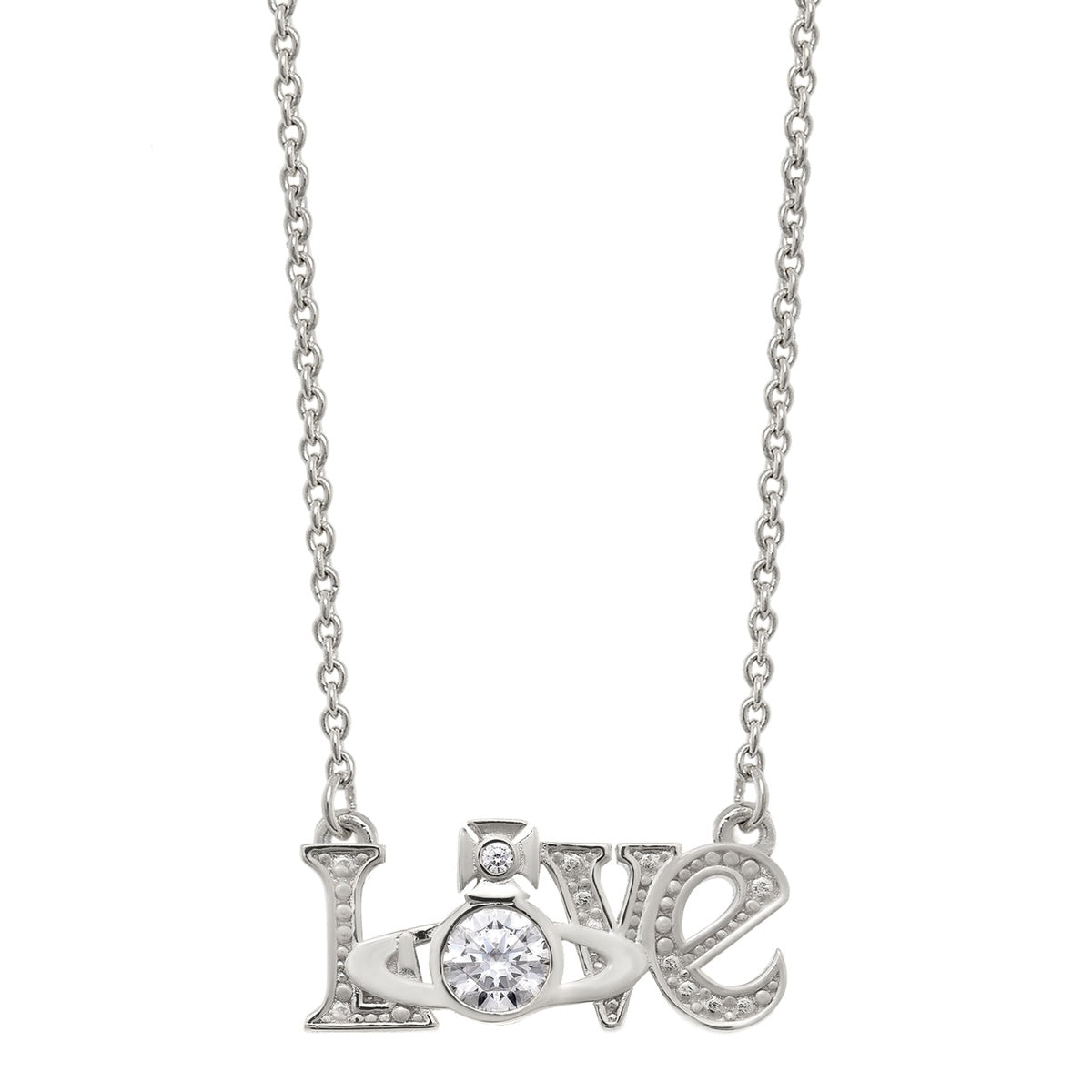 Vivienne Westwood Sterling Silver Crystal Erica Love Statement Necklace