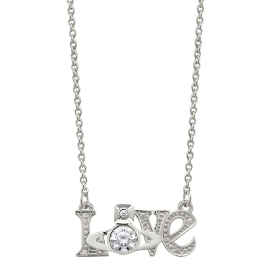 Vivienne Westwood Sterling Silver Crystal Erica Love Statement Necklace