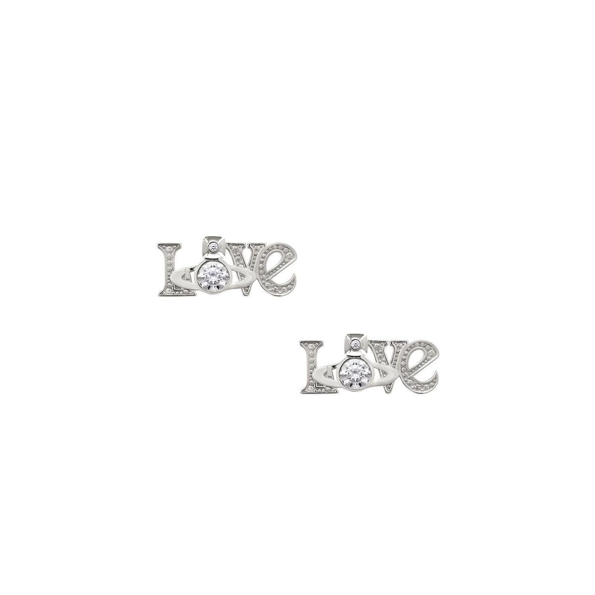 Vivienne Westwood Sterling Silver Crystal Erica Love Stud Earrings