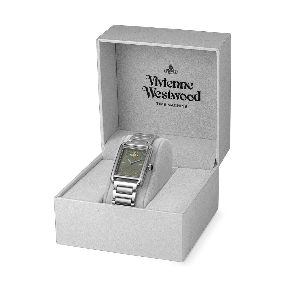 Vivienne Westwood Silver Shacklewell Green Rectangle Watch