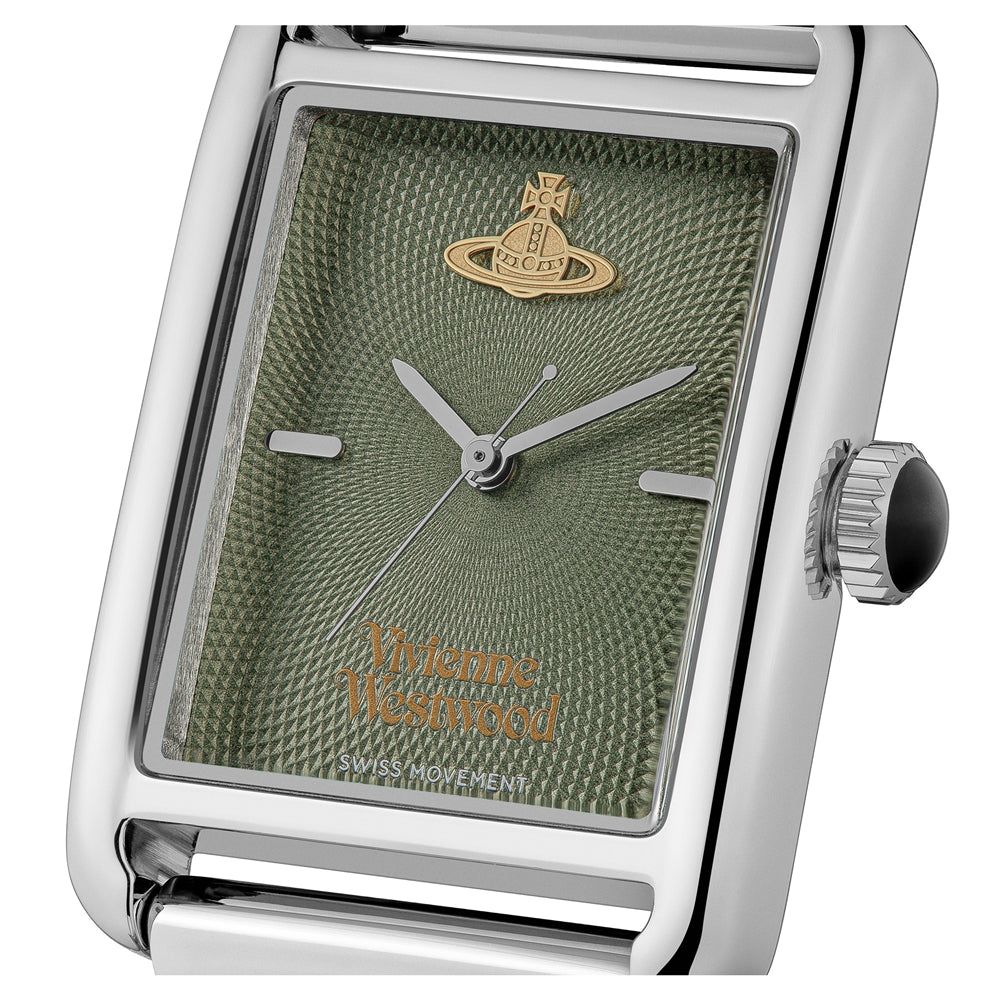 Vivienne Westwood Silver Shacklewell Green Rectangle Watch