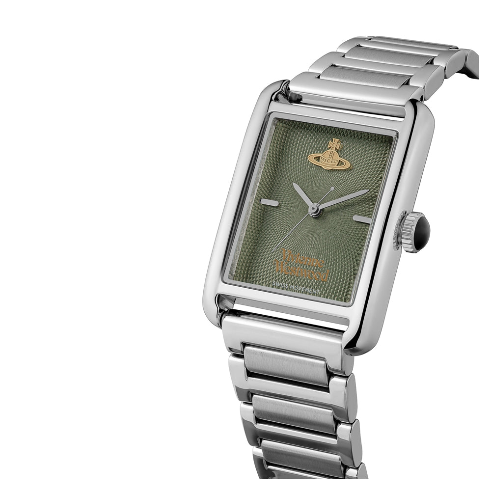 Vivienne Westwood Silver Shacklewell Green Rectangle Watch