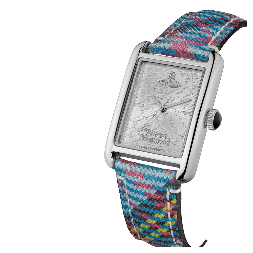 Vivienne Westwood Silver Shacklewell Tartan Strap Watch