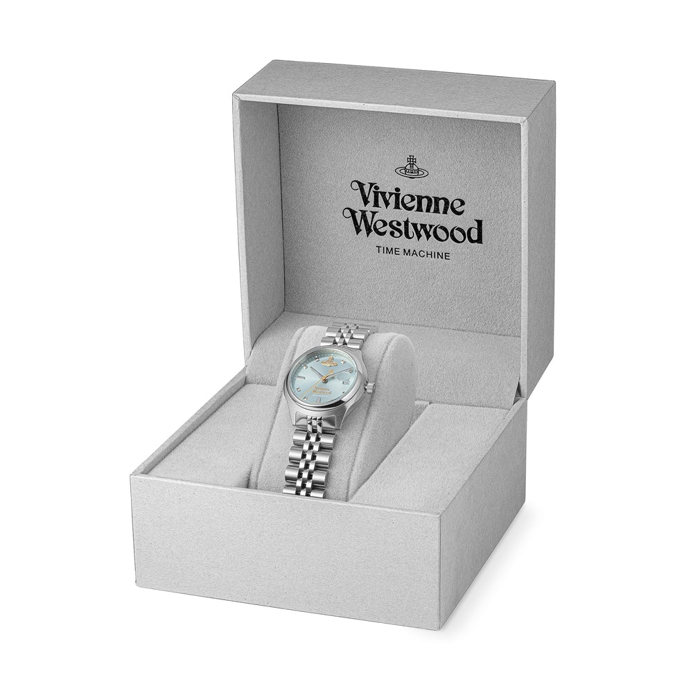 Vivienne Westwood Silver Little Camberwell Blue Round Watch