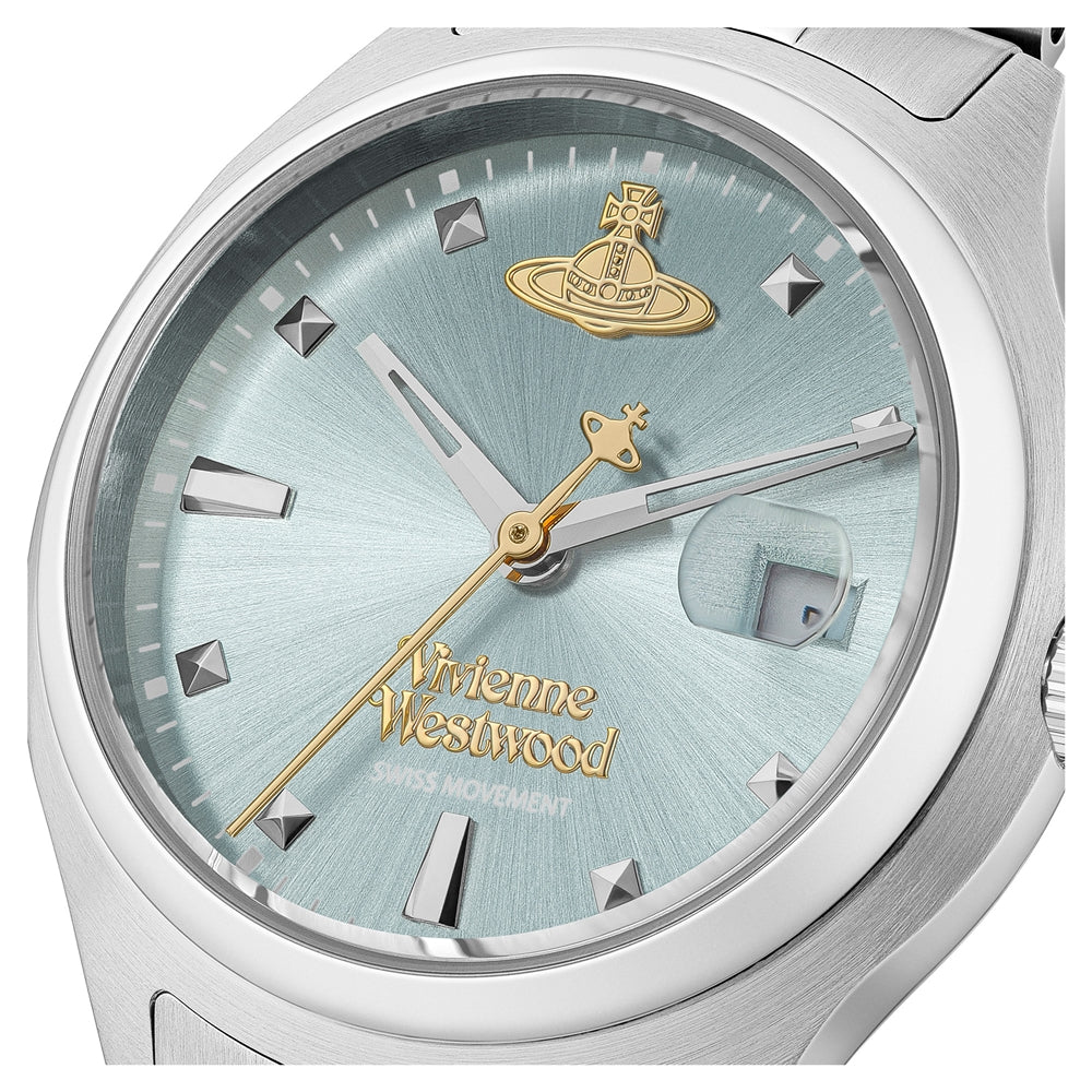 Vivienne Westwood Silver Little Camberwell Blue Round Watch