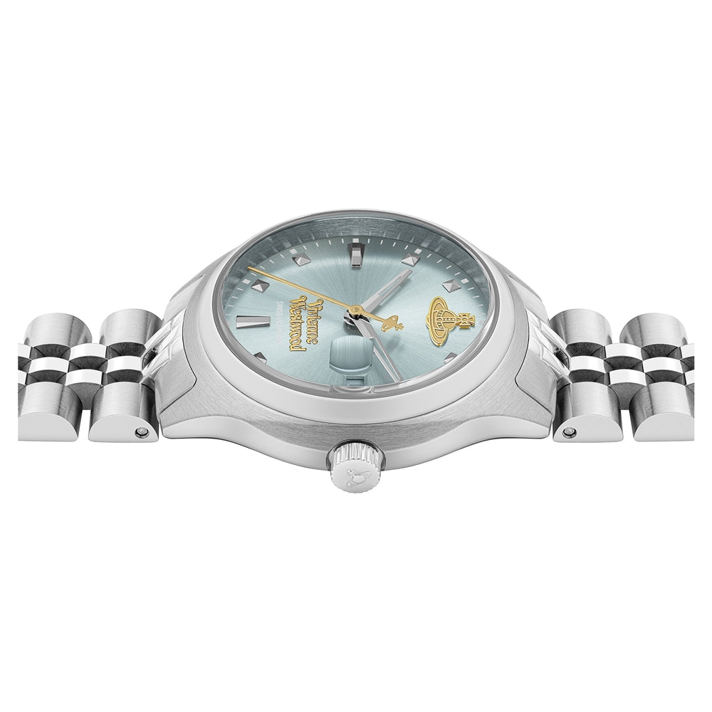 Vivienne Westwood Silver Little Camberwell Blue Round Watch