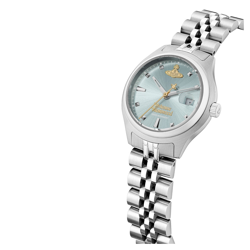 Vivienne Westwood Silver Little Camberwell Blue Round Watch
