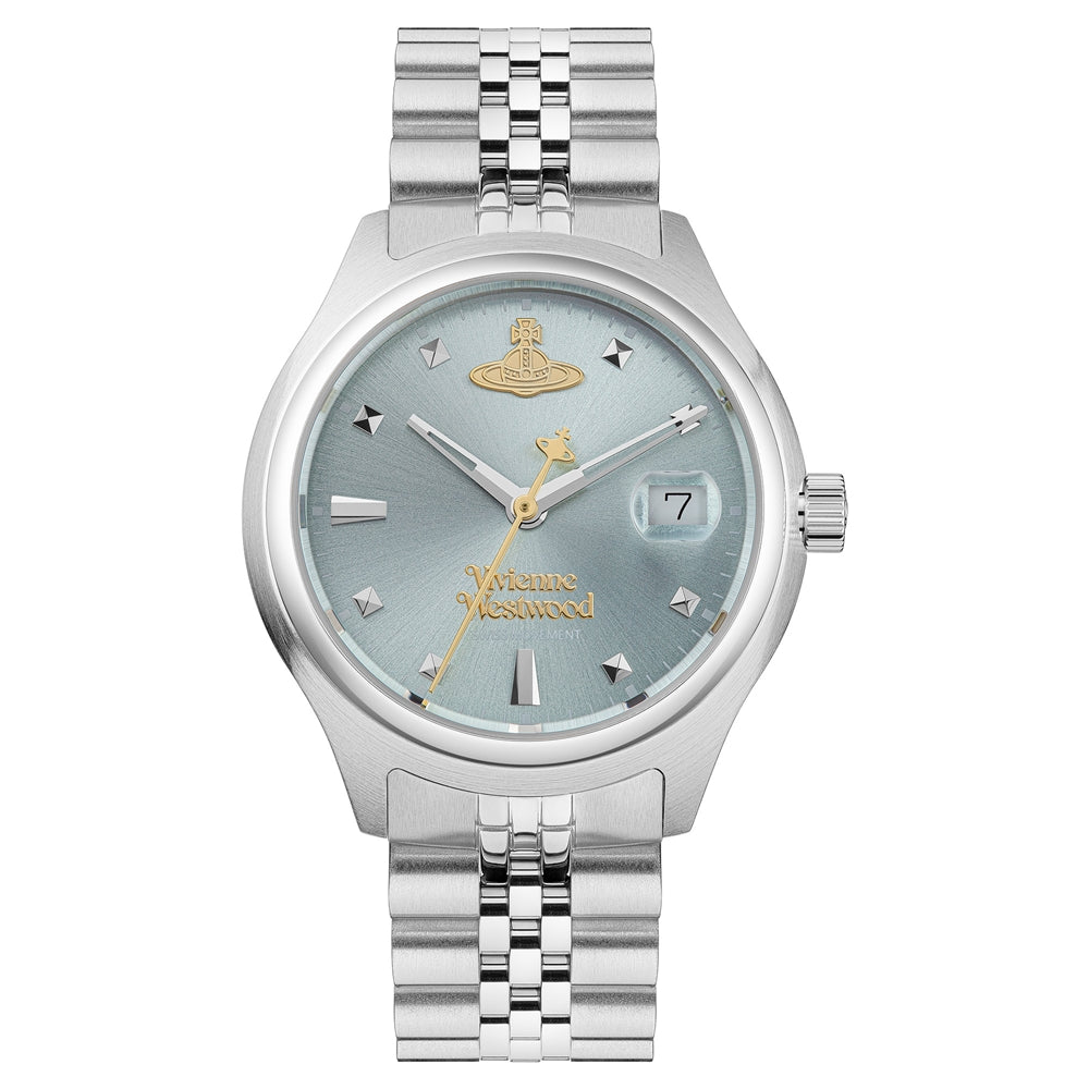 Vivienne Westwood Silver Little Camberwell Blue Round Watch