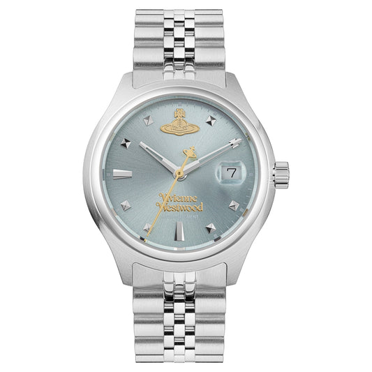 Vivienne Westwood Silver Little Camberwell Blue Round Watch