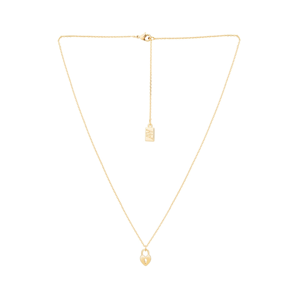 August Woods Gold Padlock Heart Pendant Necklace