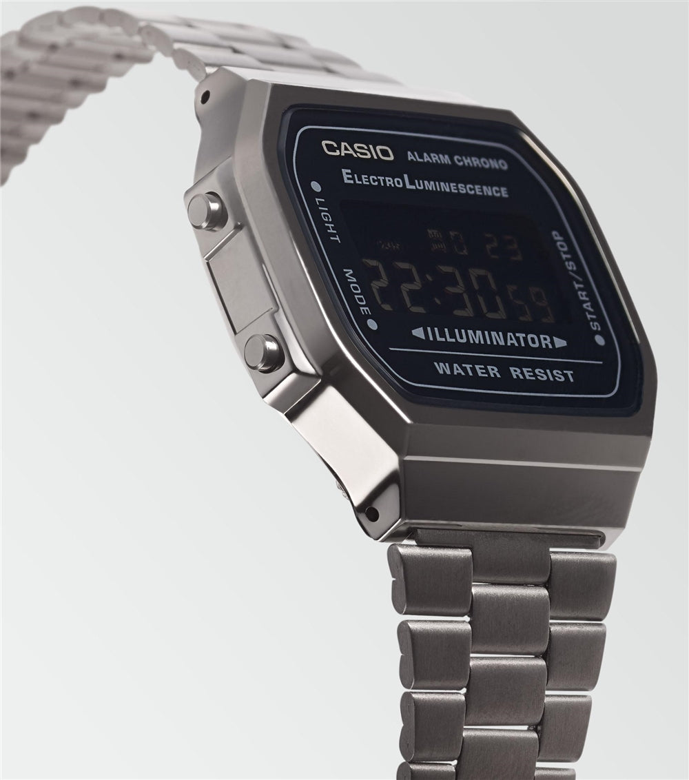 Casio Vintage A168WEGG-1BEF Black Dial Stainless Steel Bracelet Digital Watch