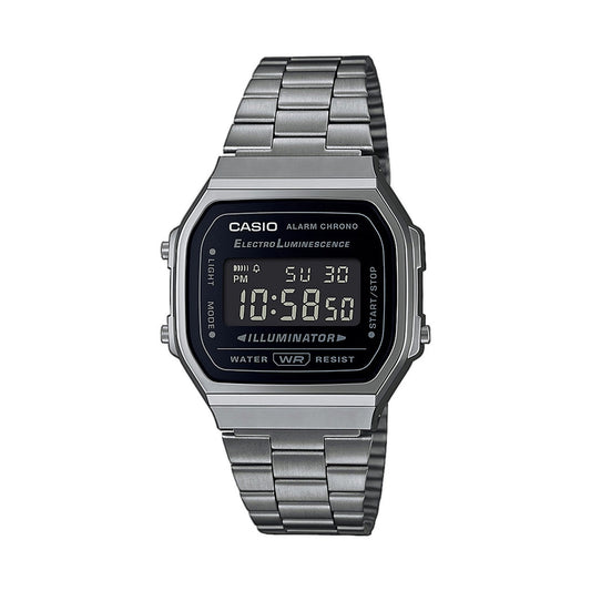 Casio Vintage A168WEGG-1BEF Black Dial Stainless Steel Bracelet Digital Watch