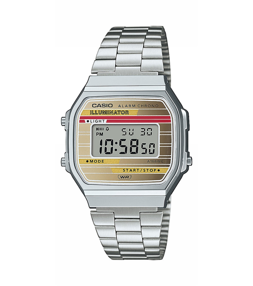 Casio Vintage A168WEHA-9AEF Red and Cream Stainless Steel Bracelet Digital Watch