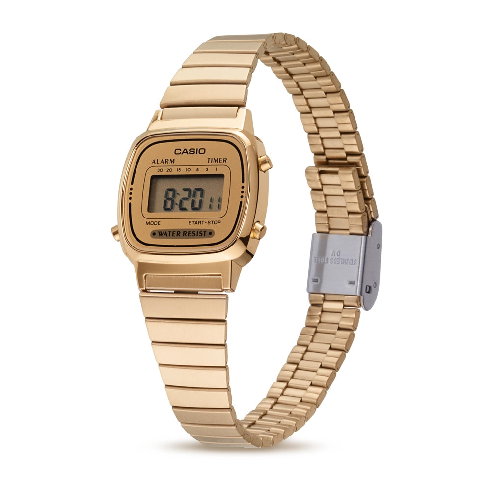 Casio Vintage LA670WEGA-9EF Gold Stainless Steel Bracelet Digital Watch