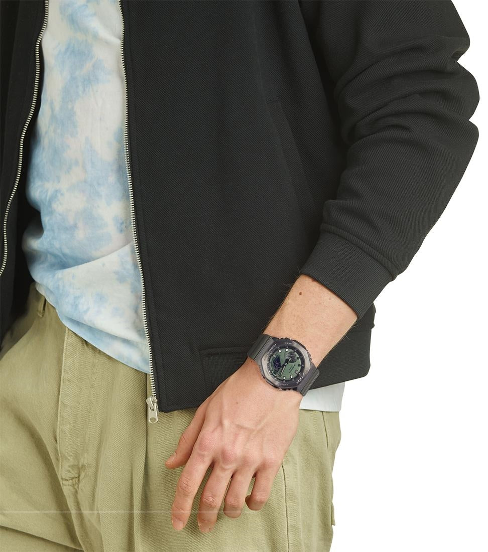 Casio G-Shock GM-2100B-3AER Octagon Steel Bezel Green Combination Watch