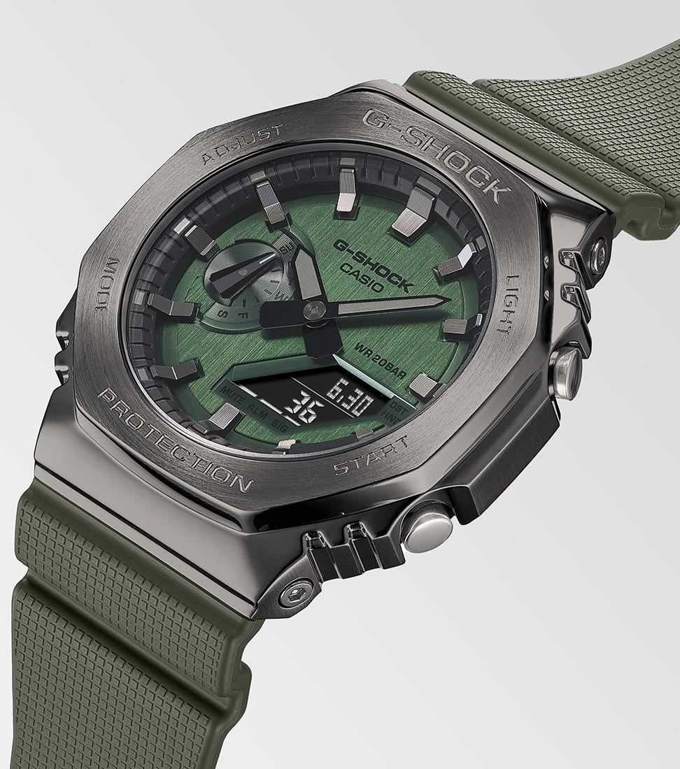 Casio G-Shock GM-2100B-3AER Octagon Steel Bezel Green Combination Watch