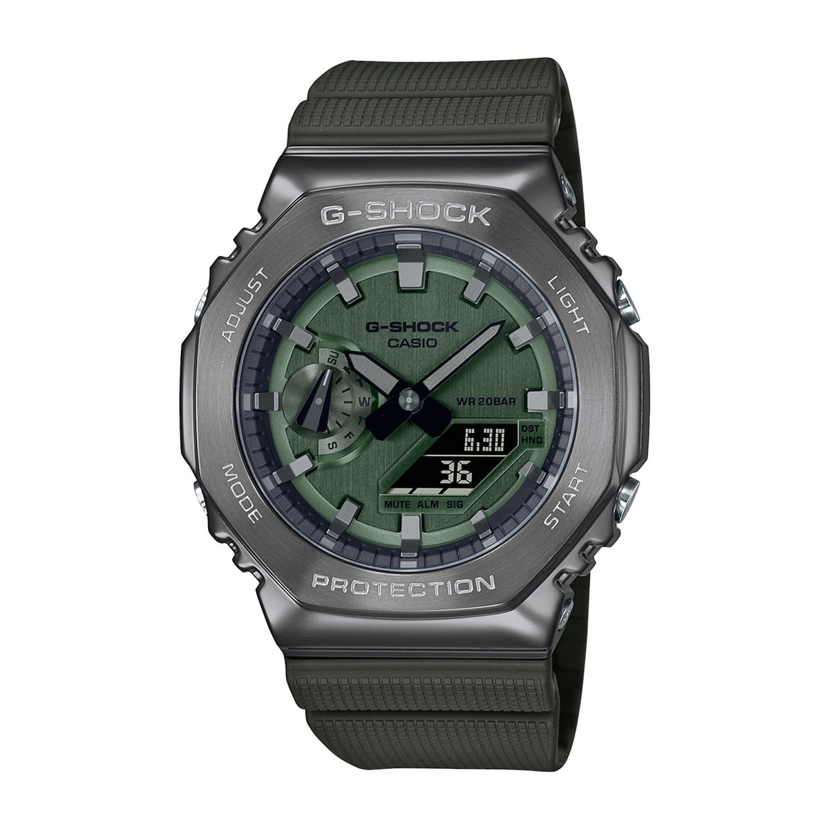 Casio G-Shock GM-2100B-3AER Octagon Steel Bezel Green Combination Watch