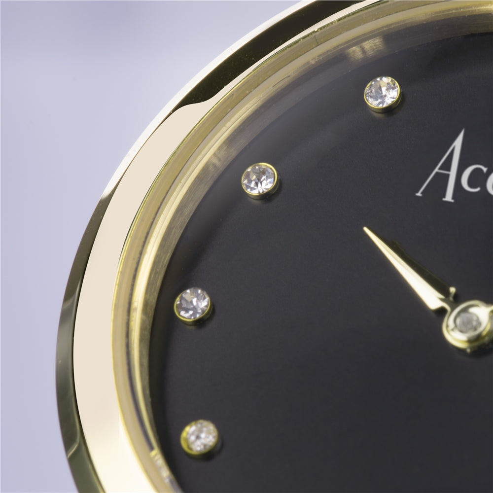 Accurist Women's Jewellery Black Dial Gold Watch