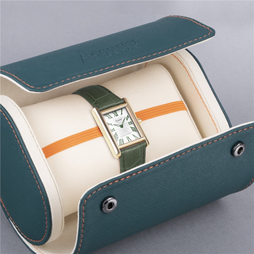 Accurist Women's Rectangle Green Leather Watch